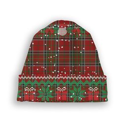 ScotsTee Shop Scottish Stewart of Galloway Tartan Plaid Christmas Deer Snowman Snowflake Bell Knit Beanie