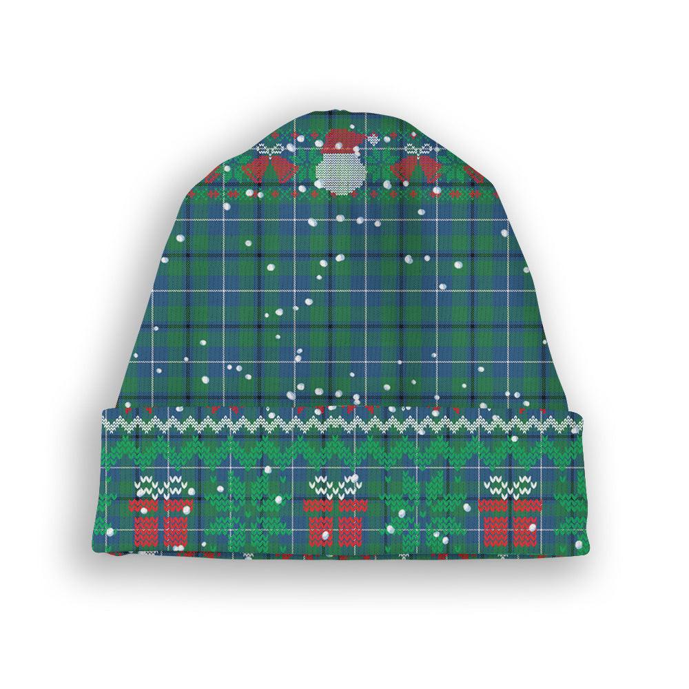 ScotsTee Shop Scottish Sandilands Ancient Tartan Plaid Christmas Deer Snowman Snowflake Bell Knit Beanie