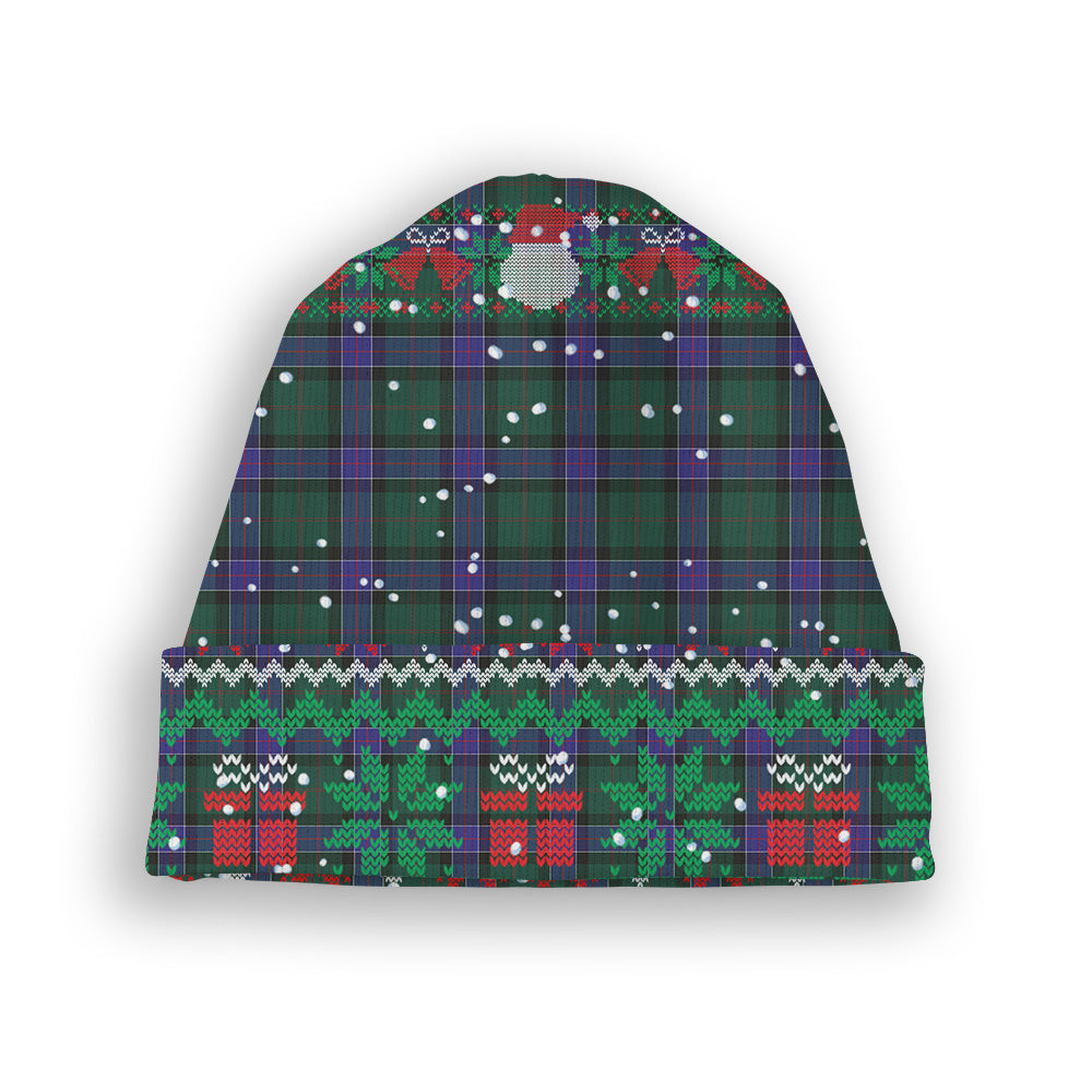ScotsTee Shop Scottish Sinclair Hunting Modern Tartan Plaid Christmas Deer Snowman Snowflake Bell Knit Beanie