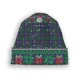 ScotsTee Shop Scottish Sinclair Hunting Modern Tartan Plaid Christmas Deer Snowman Snowflake Bell Knit Beanie