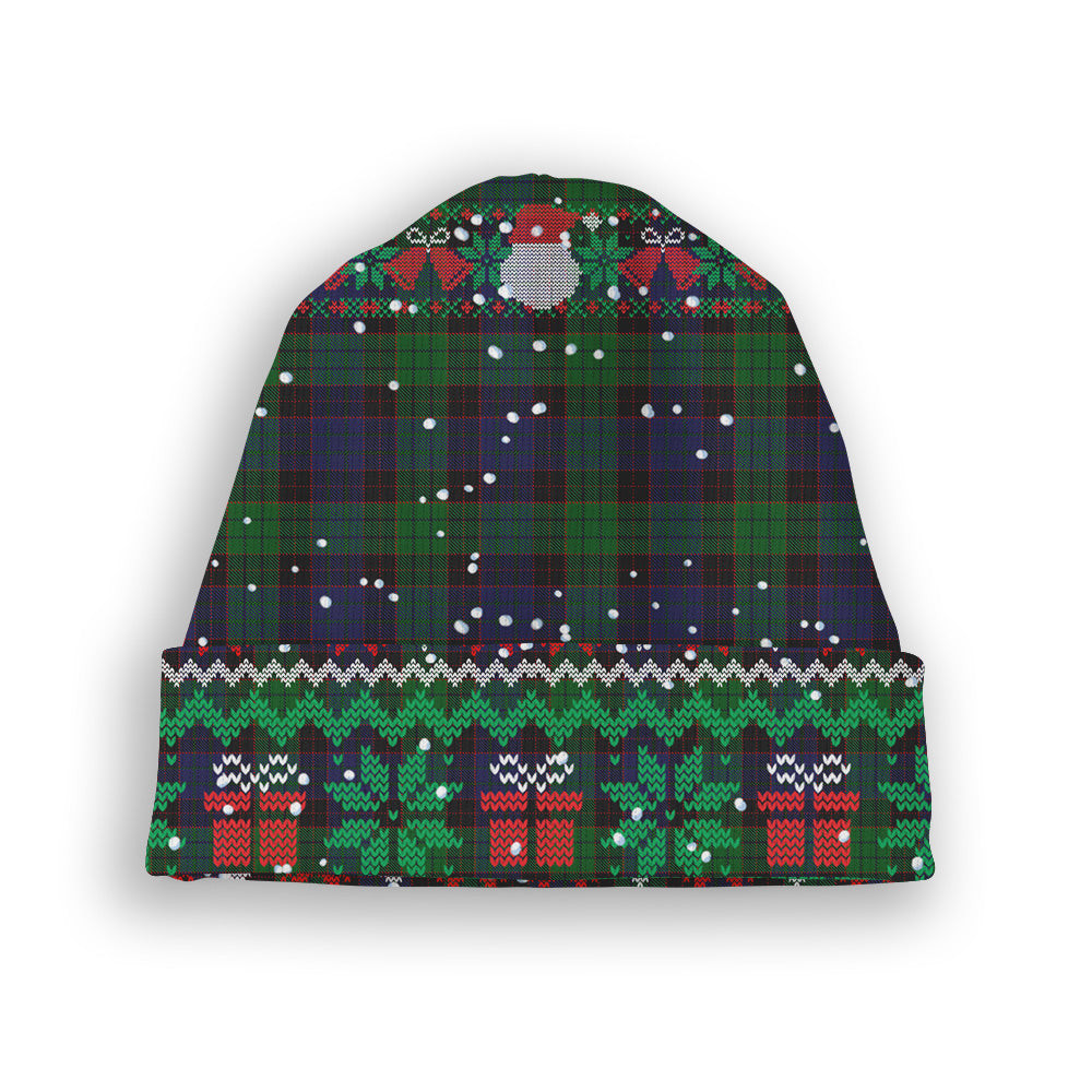 ScotsTee Shop Scottish Stewart Old Tartan Plaid Christmas Deer Snowman Snowflake Bell Knit Beanie
