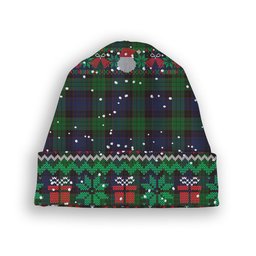 ScotsTee Shop Scottish Stewart Old Tartan Plaid Christmas Deer Snowman Snowflake Bell Knit Beanie