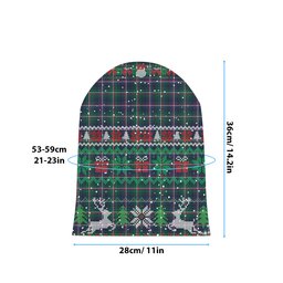 ScotsTee Shop Scottish Shaw of Carolina Modern Tartan Plaid Christmas Deer Snowman Snowflake Bell Knit Beanie