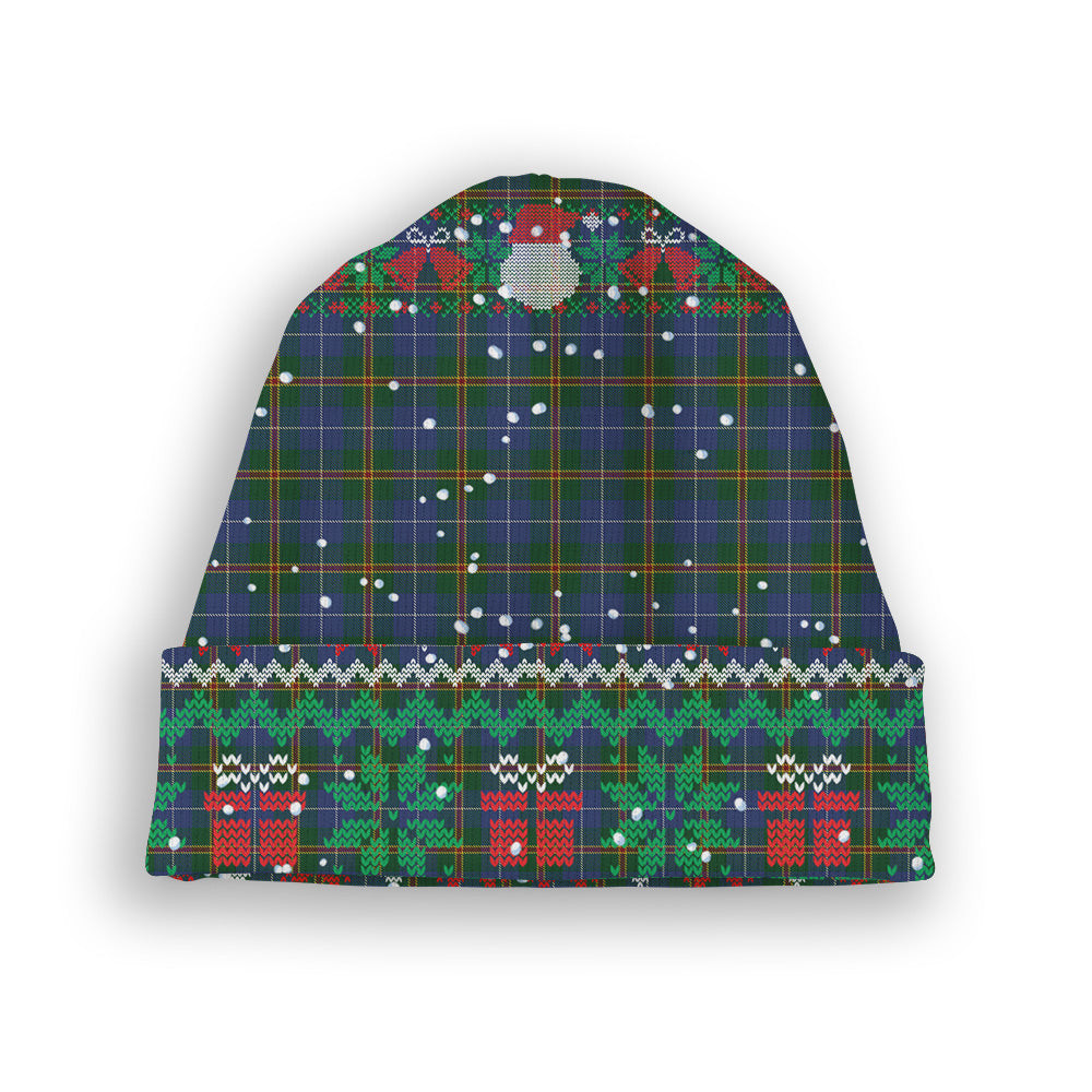 ScotsTee Shop Scottish Turnbull Hunting Tartan Plaid Christmas Deer Snowman Snowflake Bell Knit Beanie
