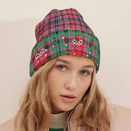 ScotsTee Shop Scottish Straiton Tartan Plaid Christmas Deer Snowman Snowflake Bell Knit Beanie