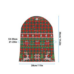 ScotsTee Shop Scottish Tulsa District Tartan Plaid Christmas Deer Snowman Snowflake Bell Knit Beanie