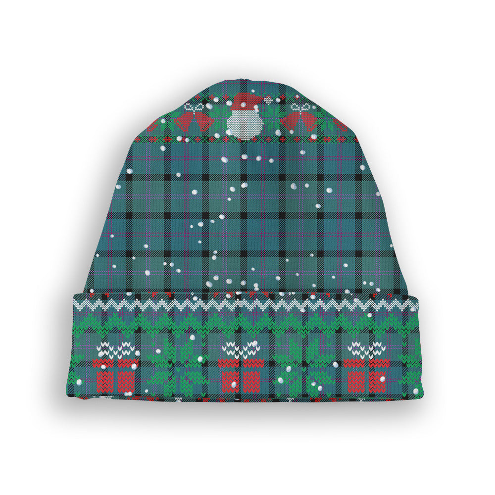 ScotsTee Shop Scottish Thomson Ancient Tartan Plaid Christmas Deer Snowman Snowflake Bell Knit Beanie