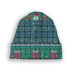 ScotsTee Shop Scottish Thomson Ancient Tartan Plaid Christmas Deer Snowman Snowflake Bell Knit Beanie