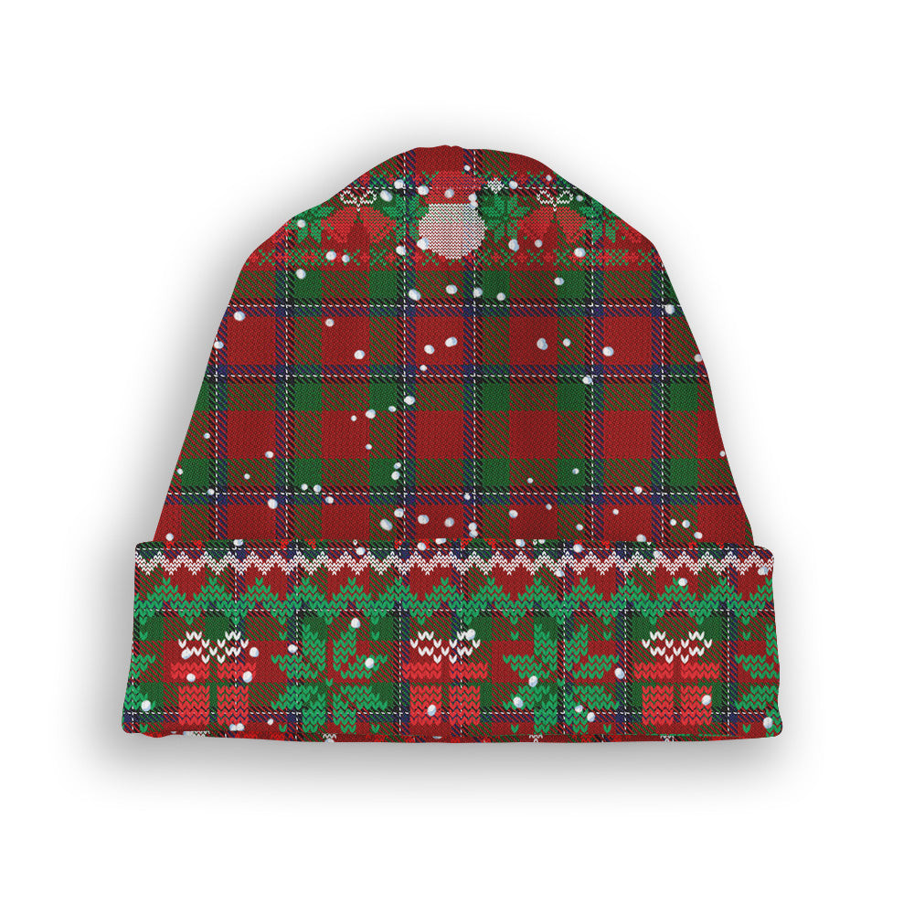 ScotsTee Shop Scottish Sinclair Logan Tartan Plaid Christmas Deer Snowman Snowflake Bell Knit Beanie