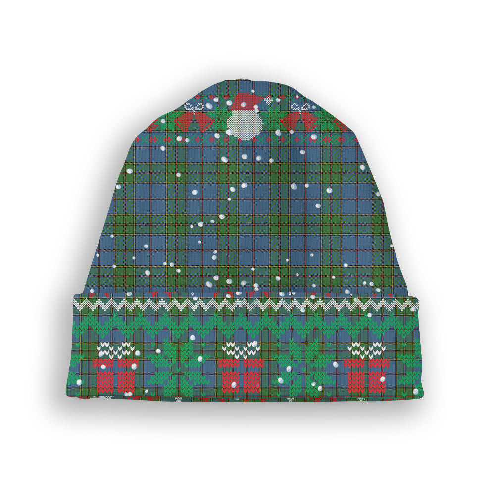 ScotsTee Shop Scottish Strachan Ancient Tartan Plaid Christmas Deer Snowman Snowflake Bell Knit Beanie