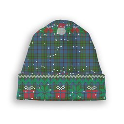 ScotsTee Shop Scottish Strachan Ancient Tartan Plaid Christmas Deer Snowman Snowflake Bell Knit Beanie