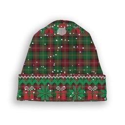 ScotsTee Shop Scottish Sawyer Tartan Plaid Christmas Deer Snowman Snowflake Bell Knit Beanie
