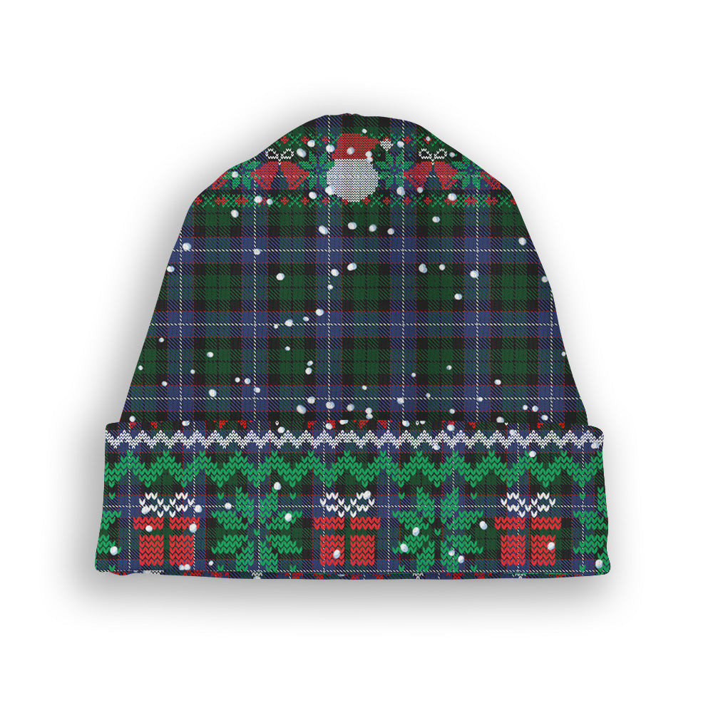 ScotsTee Shop Scottish Russell Tartan Plaid Christmas Deer Snowman Snowflake Bell Knit Beanie