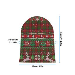 ScotsTee Shop Scottish Shaw of Tordarroch Red Dress Tartan Plaid Christmas Deer Snowman Snowflake Bell Knit Beanie