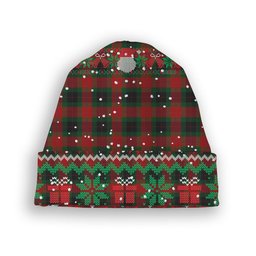 ScotsTee Shop Scottish Skene of Cromar Tartan Plaid Christmas Deer Snowman Snowflake Bell Knit Beanie