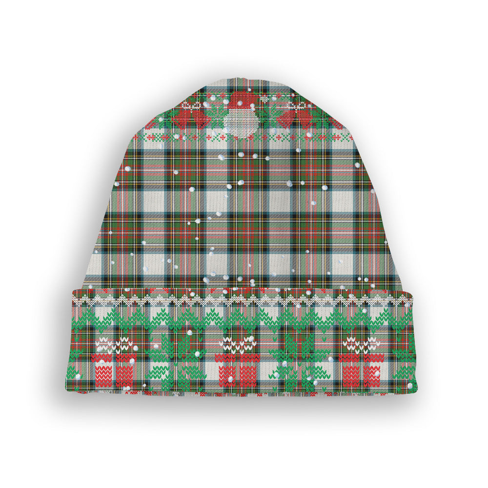 ScotsTee Shop Scottish Stewart Dress Ancient Tartan Plaid Christmas Deer Snowman Snowflake Bell Knit Beanie