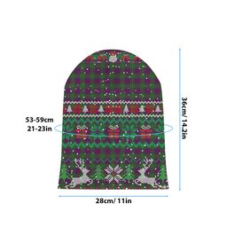 ScotsTee Shop Scottish Singh Tartan Plaid Christmas Deer Snowman Snowflake Bell Knit Beanie
