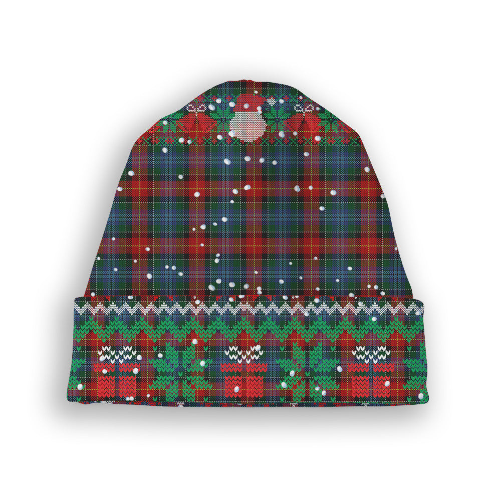 ScotsTee Shop Scottish Teall of Teallach Tartan Plaid Christmas Deer Snowman Snowflake Bell Knit Beanie