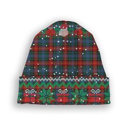 ScotsTee Shop Scottish Teall of Teallach Tartan Plaid Christmas Deer Snowman Snowflake Bell Knit Beanie