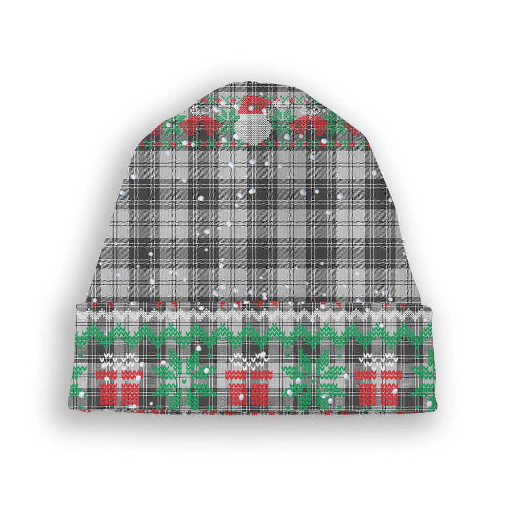 ScotsTee Shop Scottish Sandilands Grey Tartan Plaid Christmas Deer Snowman Snowflake Bell Knit Beanie