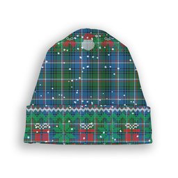 ScotsTee Shop Scottish Shaw of Carolina Ancient Tartan Plaid Christmas Deer Snowman Snowflake Bell Knit Beanie