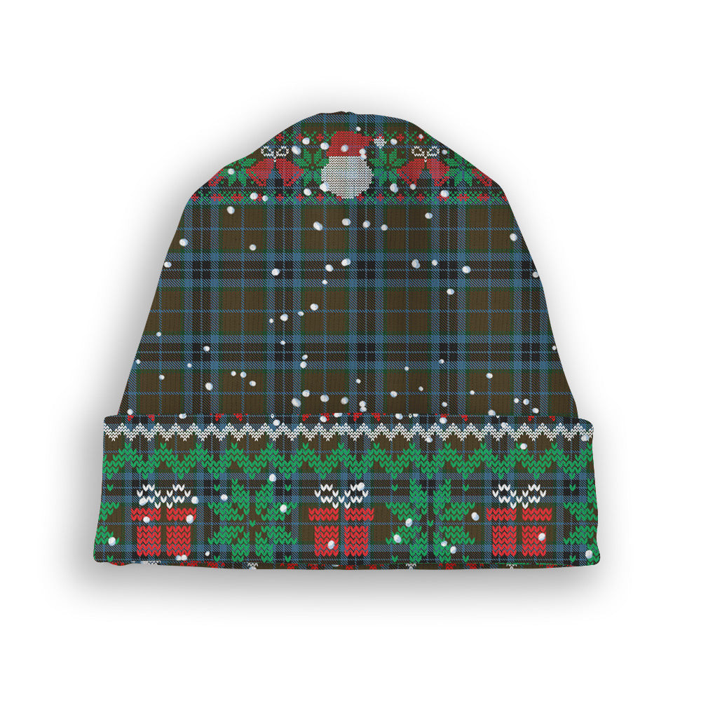 ScotsTee Shop Scottish Thomson Hunting Tartan Plaid Christmas Deer Snowman Snowflake Bell Knit Beanie