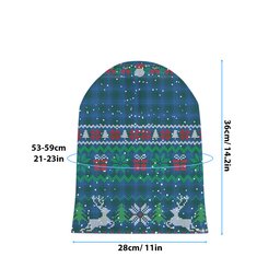 ScotsTee Shop Scottish Sutherland Hunting Modern Tartan Plaid Christmas Deer Snowman Snowflake Bell Knit Beanie