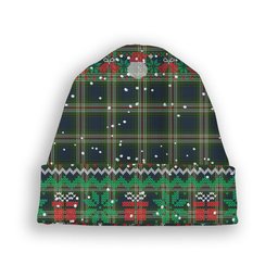 ScotsTee Shop Scottish Todd Tartan Plaid Christmas Deer Snowman Snowflake Bell Knit Beanie