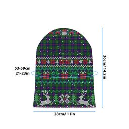 ScotsTee Shop Scottish Shaw Modern Tartan Plaid Christmas Deer Snowman Snowflake Bell Knit Beanie