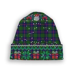 ScotsTee Shop Scottish Shaw Modern Tartan Plaid Christmas Deer Snowman Snowflake Bell Knit Beanie