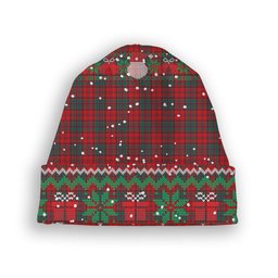 ScotsTee Shop Scottish Stewart of Appin Modern Clan Tartan Plaid Christmas Deer Snowman Snowflake Bell Knit Beanie