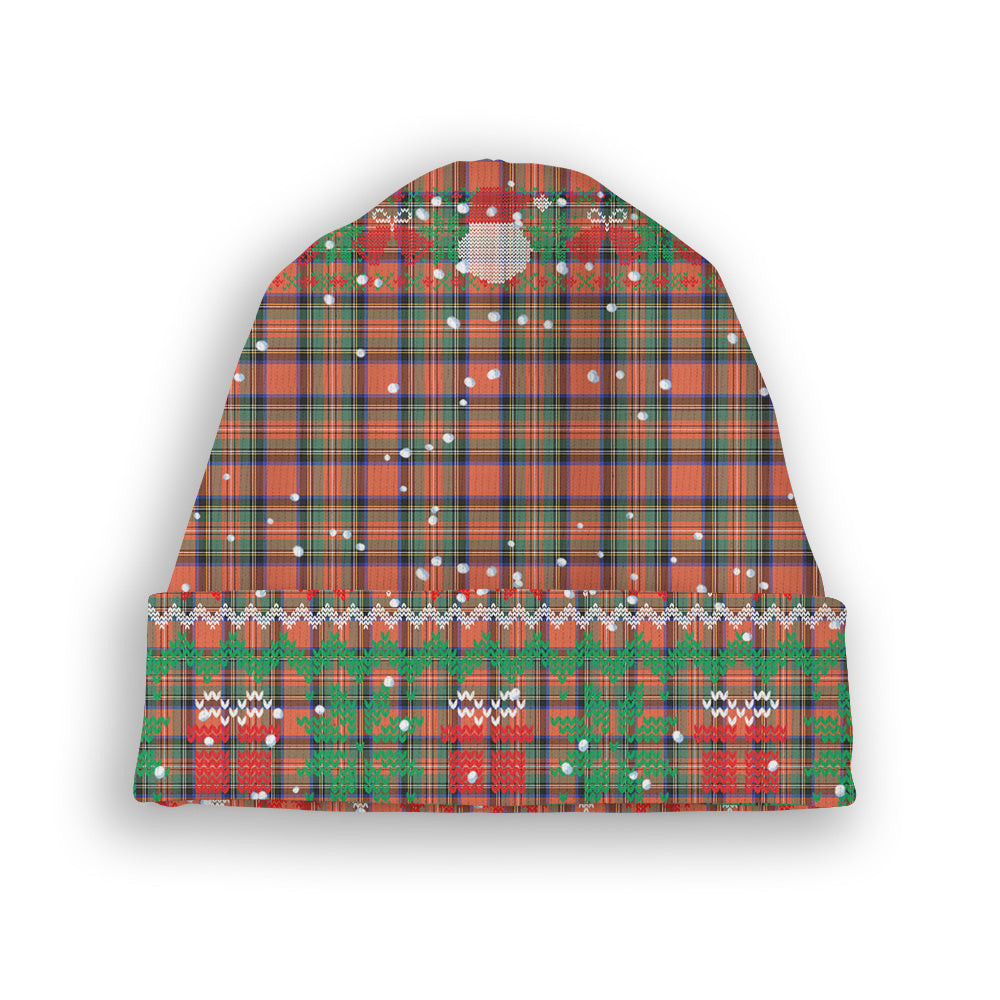 ScotsTee Shop Scottish Stewart Royal Ancient Tartan Plaid Christmas Deer Snowman Snowflake Bell Knit Beanie