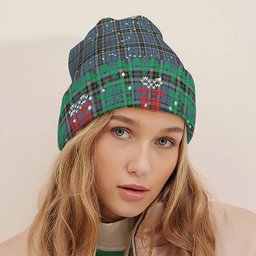ScotsTee Shop Scottish Thomson Tartan Plaid Christmas Deer Snowman Snowflake Bell Knit Beanie