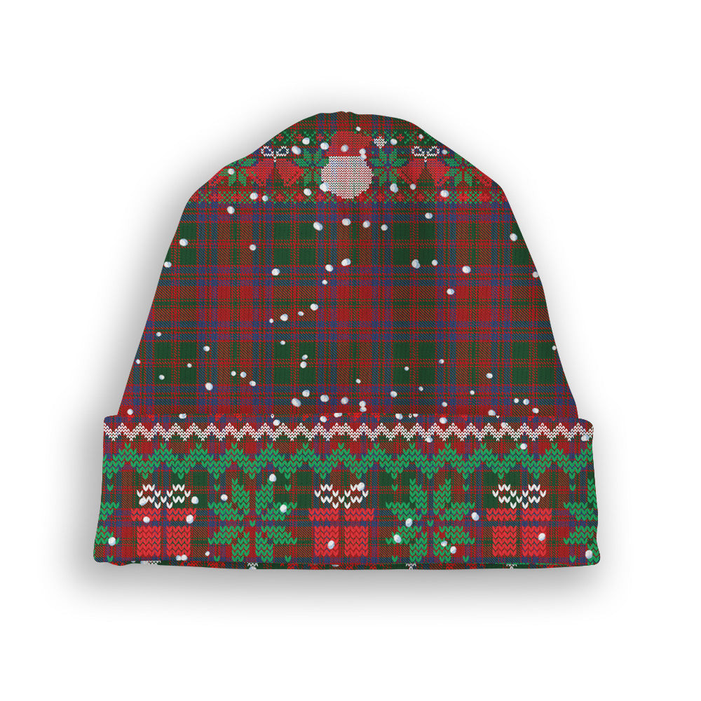 ScotsTee Shop Scottish Stewart of Urrard Tartan Plaid Christmas Deer Snowman Snowflake Bell Knit Beanie