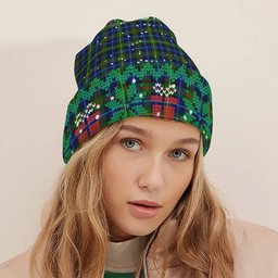 ScotsTee Shop Scottish Smith Modern Tartan Plaid Christmas Deer Snowman Snowflake Bell Knit Beanie
