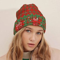 ScotsTee Shop Scottish Scott Modern Tartan Plaid Christmas Deer Snowman Snowflake Bell Knit Beanie