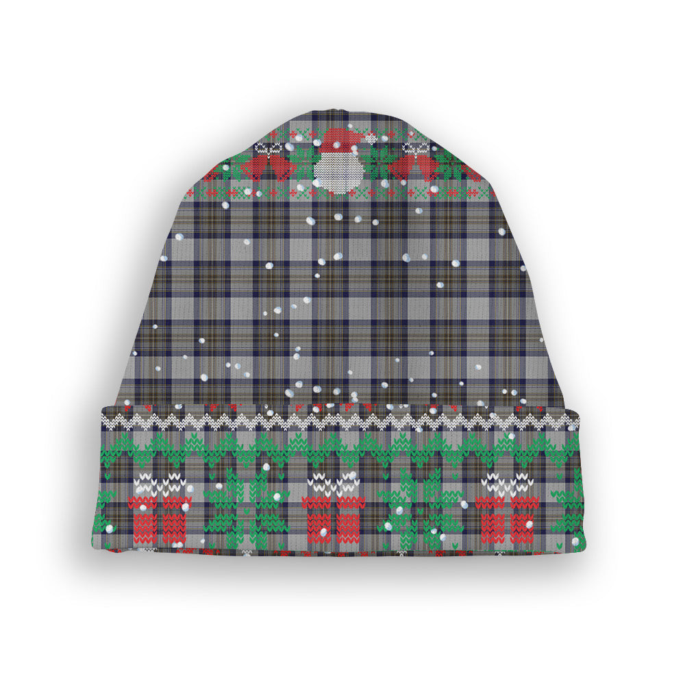 ScotsTee Shop Scottish Stewart Dress Blue Tartan Plaid Christmas Deer Snowman Snowflake Bell Knit Beanie