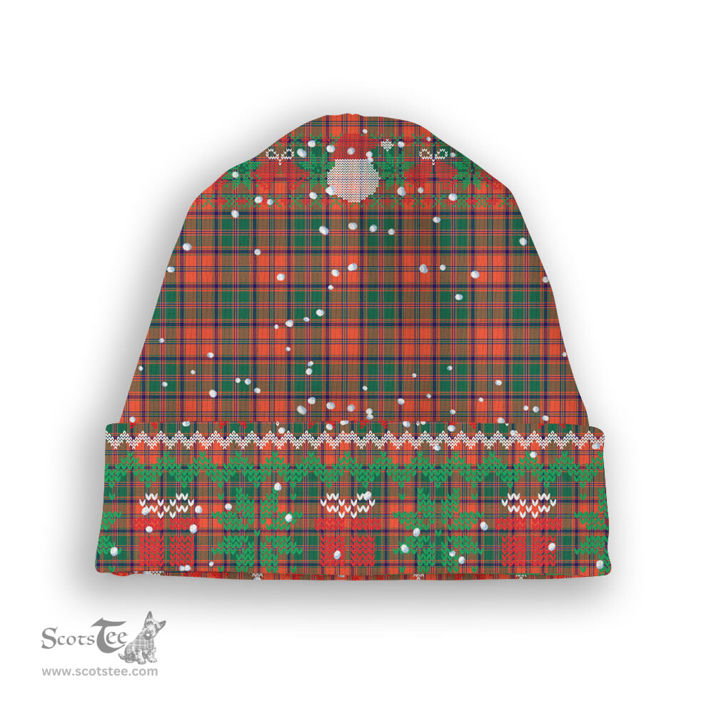 ScotsTee Shop Scottish Stewart of Appin Ancient Tartan Plaid Christmas Deer Snowman Snowflake Bell Knit Beanie