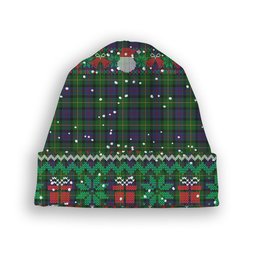 ScotsTee Shop Scottish Tait 1 Tartan Plaid Christmas Deer Snowman Snowflake Bell Knit Beanie