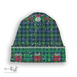 ScotsTee Shop Scottish Sutherland Old Ancient Tartan Plaid Christmas Deer Snowman Snowflake Bell Knit Beanie
