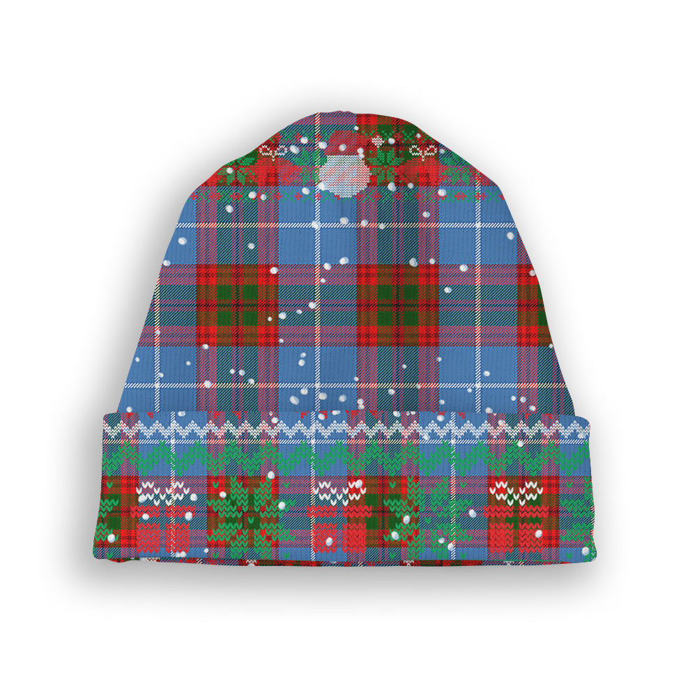 ScotsTee Shop Scottish Sideserf Tartan Plaid Christmas Deer Snowman Snowflake Bell Knit Beanie
