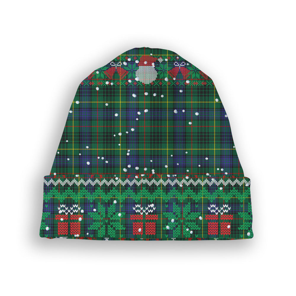 ScotsTee Shop Scottish Stewart Hunting Modern SC Tartan Plaid Christmas Deer Snowman Snowflake Bell Knit Beanie