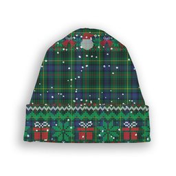 ScotsTee Shop Scottish Stewart Hunting Modern SC Tartan Plaid Christmas Deer Snowman Snowflake Bell Knit Beanie
