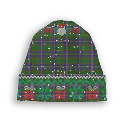 ScotsTee Shop Scottish Strange of Balkaskie SC Tartan Plaid Christmas Deer Snowman Snowflake Bell Knit Beanie