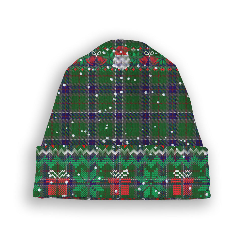 ScotsTee Shop Scottish Sinclair Green Tartan Plaid Christmas Deer Snowman Snowflake Bell Knit Beanie