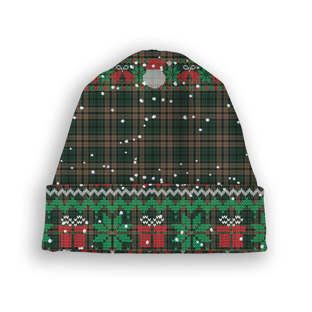 ScotsTee Shop Scottish Sackett Tartan Plaid Christmas Deer Snowman Snowflake Bell Knit Beanie