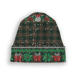 ScotsTee Shop Scottish Sackett Tartan Plaid Christmas Deer Snowman Snowflake Bell Knit Beanie