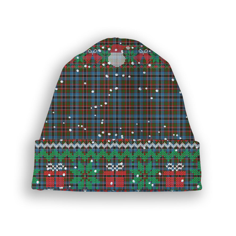 ScotsTee Shop Scottish Soutar Tartan Plaid Christmas Deer Snowman Snowflake Bell Knit Beanie