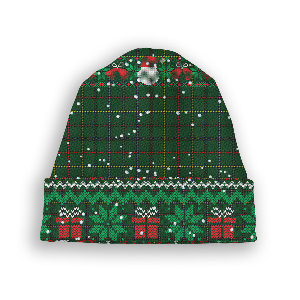 ScotsTee Shop Scottish Skene or Tribe of Mar Tartan Plaid Christmas Deer Snowman Snowflake Bell Knit Beanie
