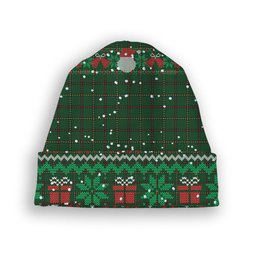 ScotsTee Shop Scottish Skene or Tribe of Mar Tartan Plaid Christmas Deer Snowman Snowflake Bell Knit Beanie
